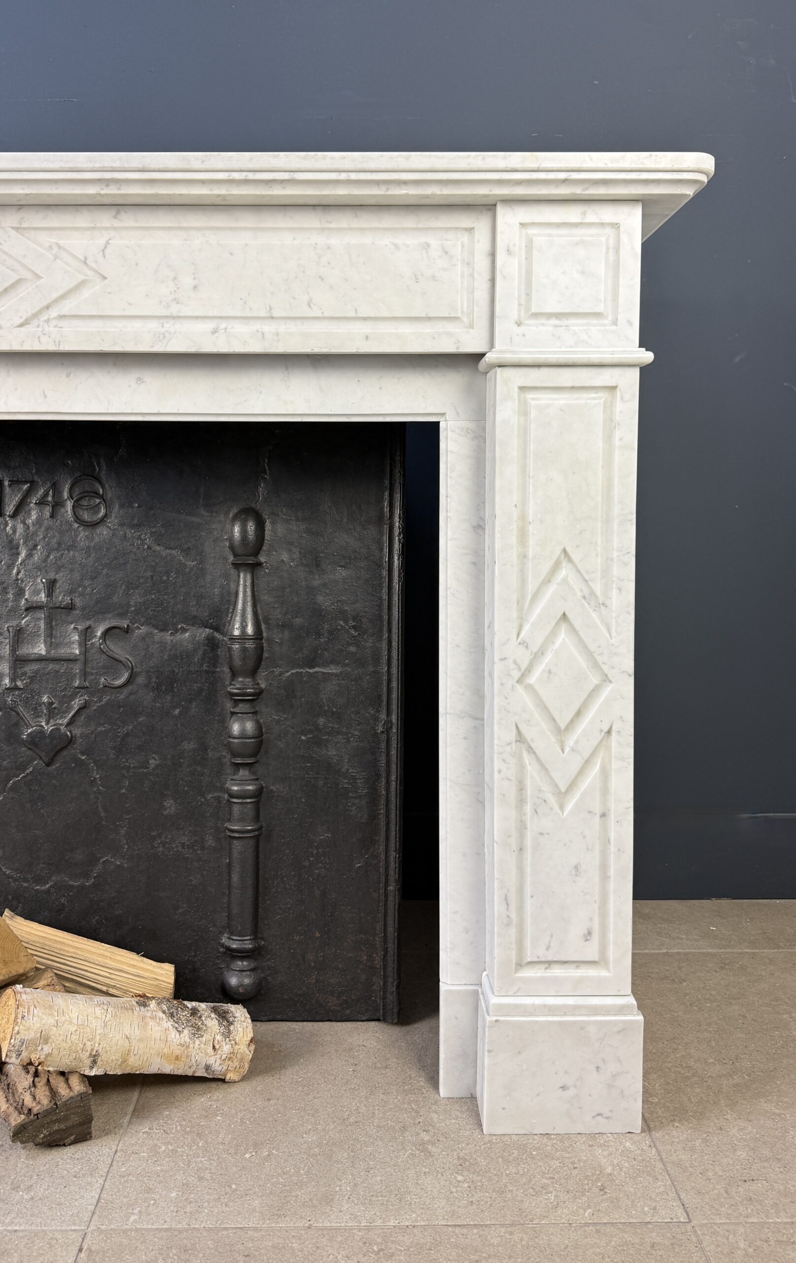 Art deco antieke schouw mantel wit marmer