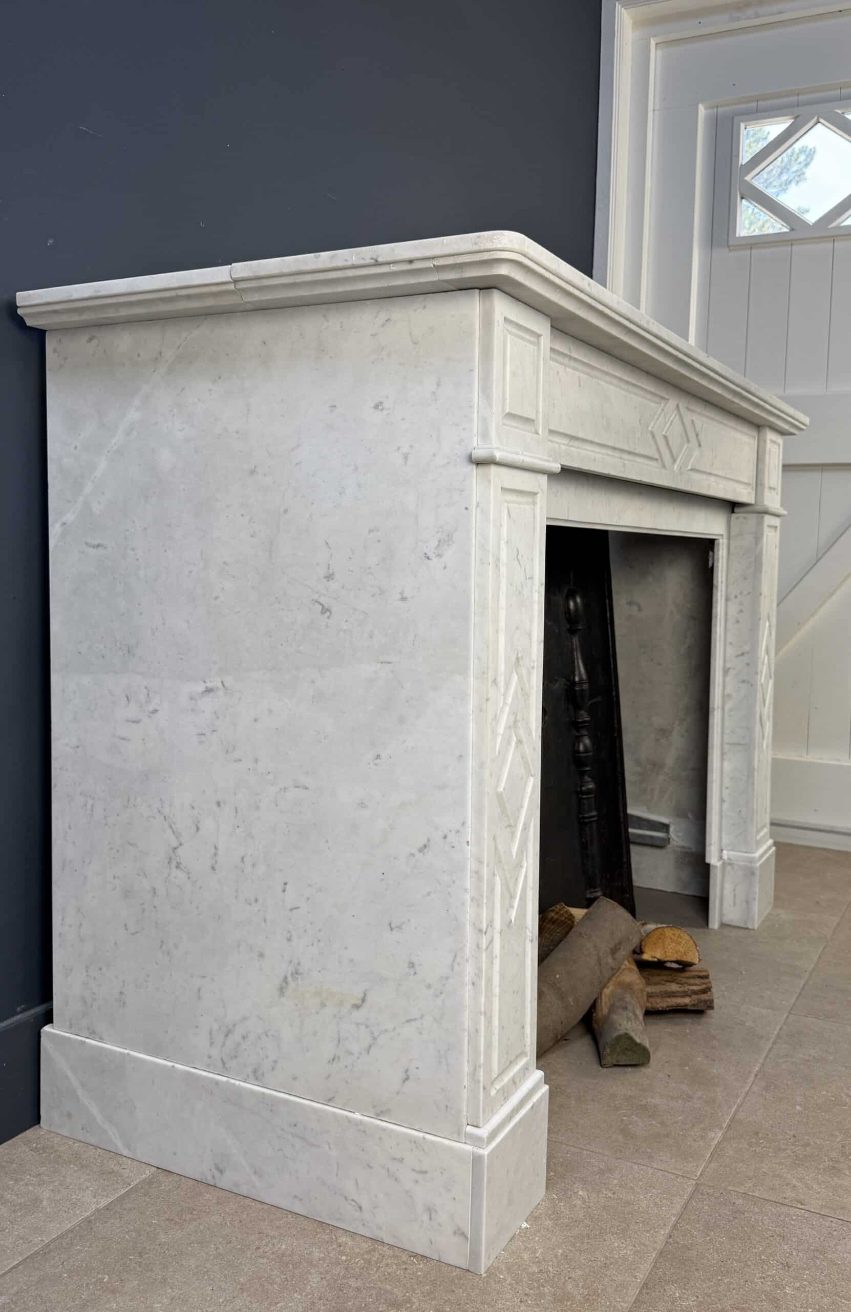 Art deco antieke schouw mantel wit marmer
