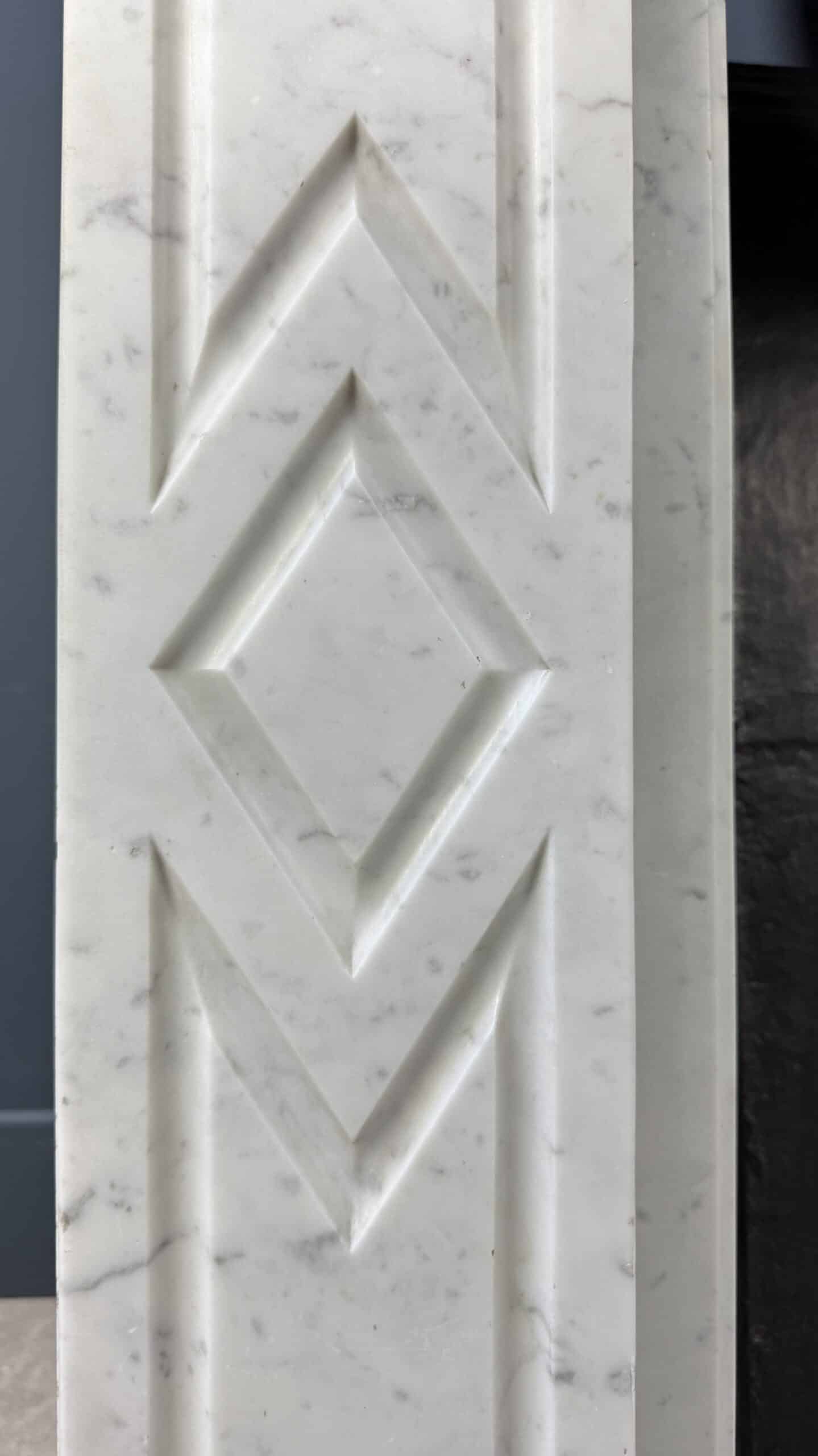 Art deco antieke schouw mantel wit marmer