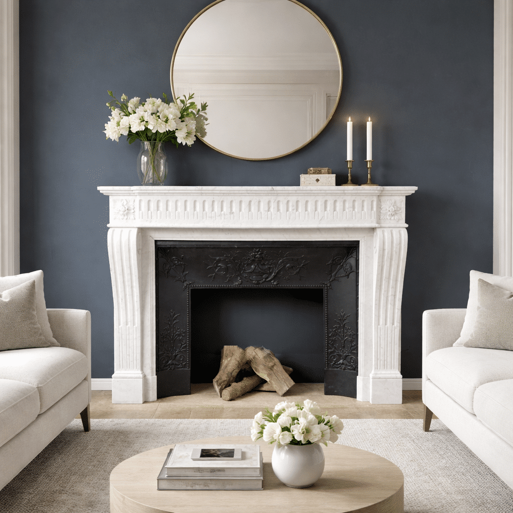Antieke Franse frontschouw In Elegant Carrara Marmer